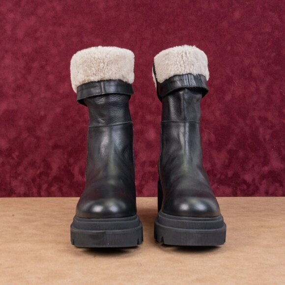 Voile Blanche Women Black Leather Zip Fleece Lined Winter Boots sz 9.5US EUR41 - Picture 4 of 9